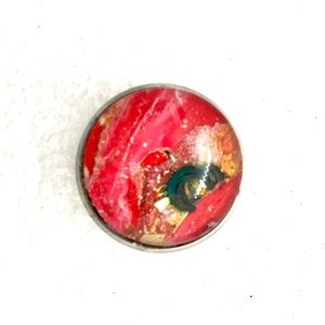 Brooch pin hand painted glass dome handcrafted
